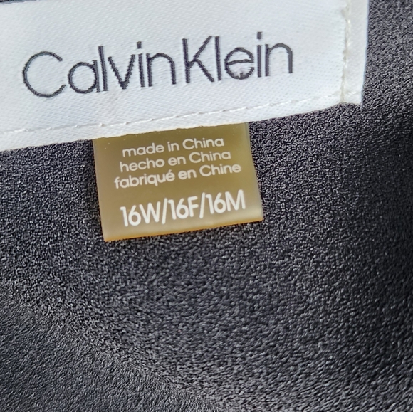 Calvin Klein Plus Black Midi Dress V-Neck Embellished Rhinestone SZ 16W . - Picture 4 of 4